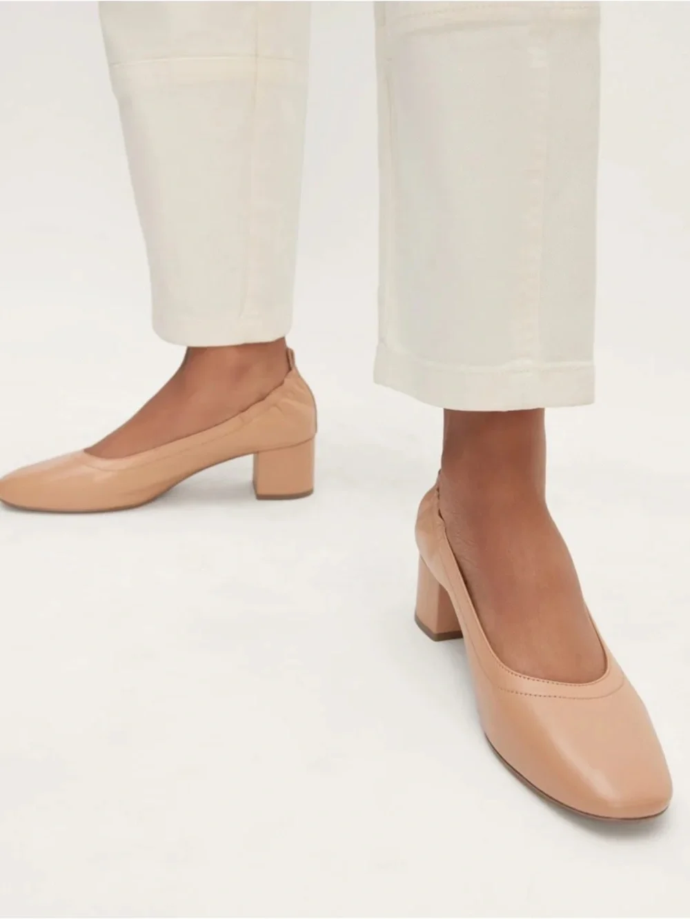 Everlane Day Heel Blush Tan Size 7 Ballet Block Heel 100% Leather NWOB - Picture 6 of 8